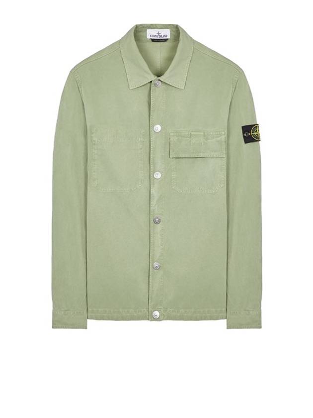 Cupro Cotton Twill Over Long Sleeve Overshirt Jacket Sage Green - STONE ISLAND - BALAAN 1