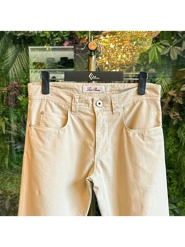 Men's Slim Fit Garment Dyed Cotton Straight Pants Beige - LORO PIANA - BALAAN 3