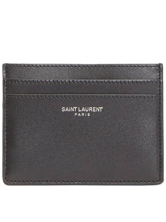 Smooth Leather Classic Logo Card Wallet Black - SAINT LAURENT - BALAAN 2