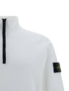 Logo Badge Half Zipper Cotton Fleece Knit Top White - STONE ISLAND - BALAAN 4