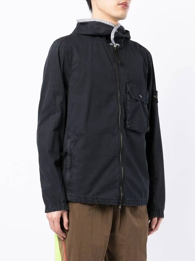 Old Effect Wappen Patch Cotton Hooded Jacket Navy - STONE ISLAND - BALAAN 4