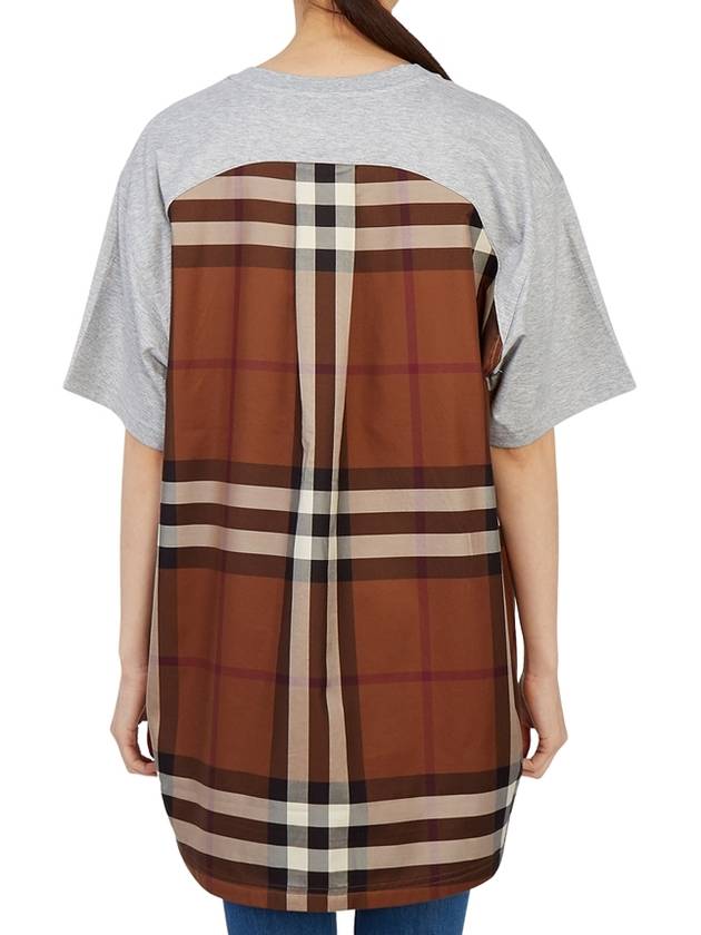 Bag Check Panel Overfit Short Sleeve T-Shirt Gray - BURBERRY - BALAAN.