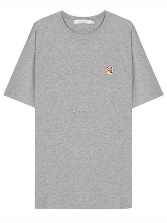 Fox Head Patch Classic Short Sleeve T-Shirt Grey Melange - MAISON KITSUNE - BALAAN 2