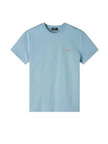 Men's Item Logo Cotton Short Sleeve T-Shirt  Blue - A.P.C. - BALAAN 1