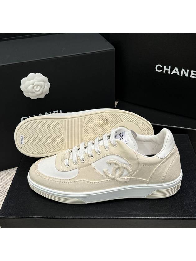 Men's Sneakers CC Logo Cotton Beige - CHANEL - BALAAN 7