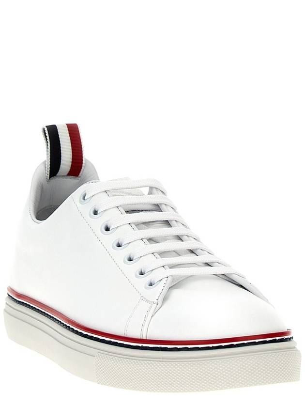 Tennis Vitello Calf Leather Low Top Sneakers White - THOM BROWNE - BALAAN 3