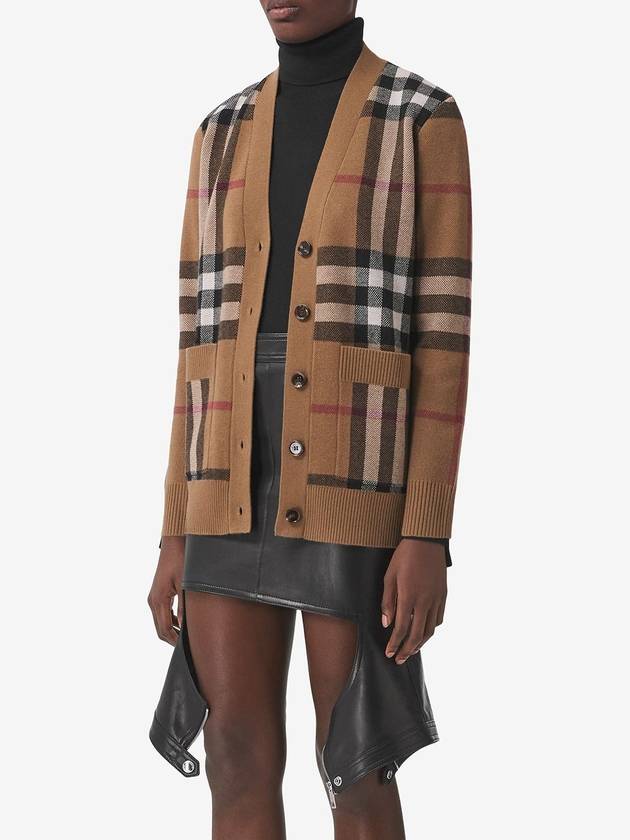 Check Wool Cashmere Cardigan Brown - BURBERRY - BALAAN 4