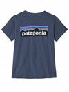 Women's P 6 Logo Responsible Short Sleeve T Shirt Utility Blue - PATAGONIA - BALAAN 3