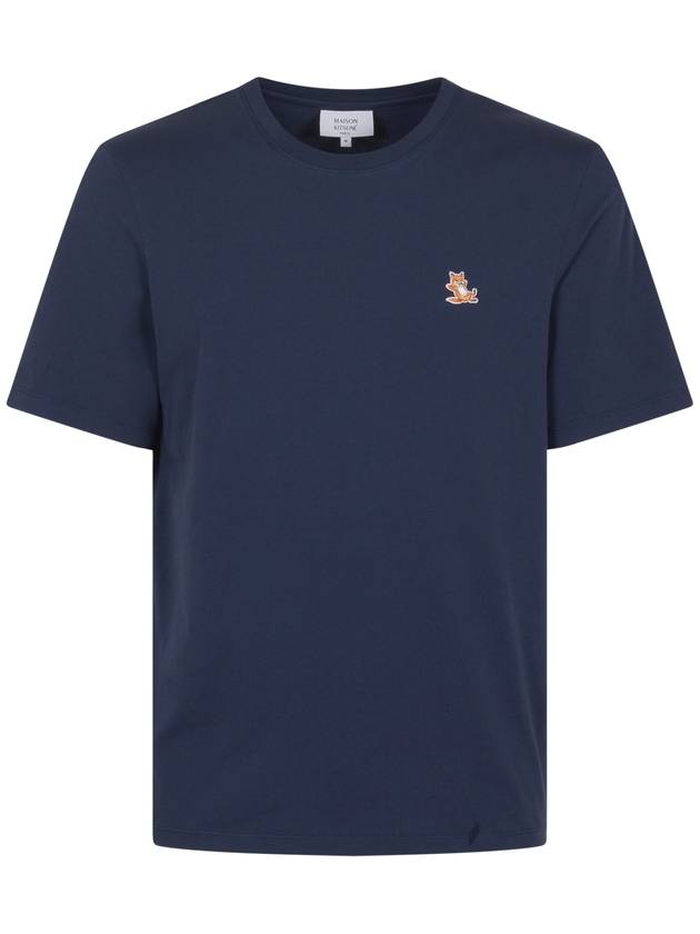 Chillax Fox Patch Regular Short Sleeve T-Shirt Blue - MAISON KITSUNE - BALAAN 2