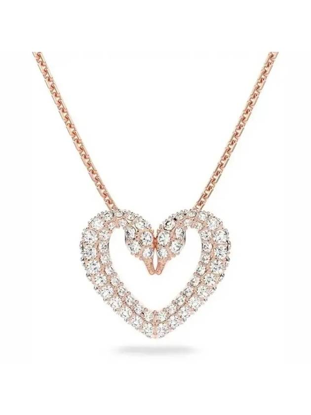 Sublima Swan Heart Pendant Medium Necklace Rose Gold - SWAROVSKI - BALAAN 1