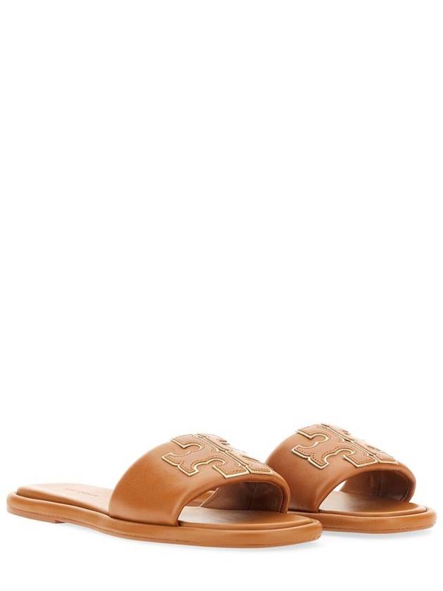 Double T Slide Slippers Brown - TORY BURCH - BALAAN 9