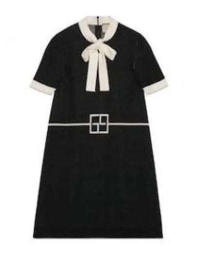 Square GG Wool Jacquard Short Dress Black Ivory - GUCCI - BALAAN 2