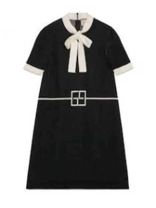 Square GG Wool Jacquard Short Dress Black Ivory - GUCCI - BALAAN 2
