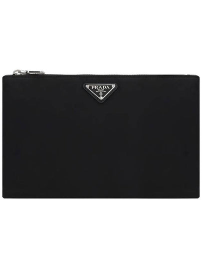 Re-Nylon and Saffiano Leather Clutch Bag Black - PRADA - BALAAN 2