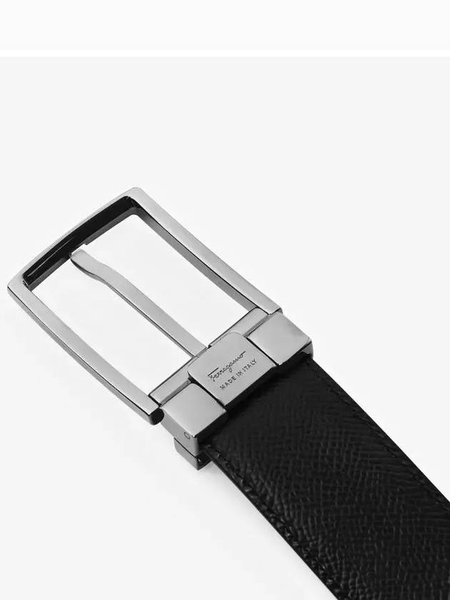 Gancini Reversible Adjustable Leather Belt Radica Black - SALVATORE FERRAGAMO - BALAAN 4