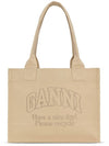 Cream Large Canvas Tote Bag Butter - GANNI - BALAAN 3