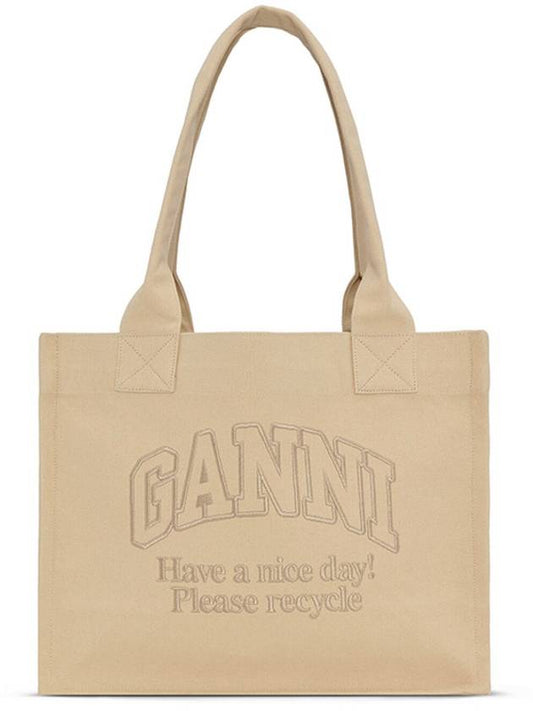 Cream Large Canvas Tote Bag Butter - GANNI - BALAAN 2