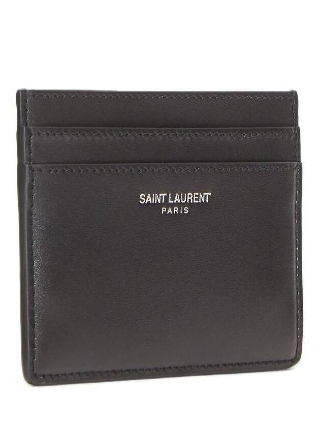 Smooth Leather Classic Logo Card Wallet Black - SAINT LAURENT - BALAAN 4