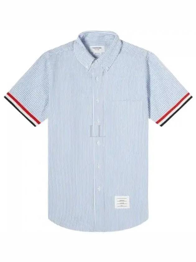 Men's Pincode Armband Short Sleeve Shirt Navy - THOM BROWNE - BALAAN 2