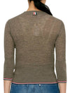 Women's Wool Rib 3/4 Sleeve Crew Neck Pullover Knit Top Brown - THOM BROWNE - BALAAN 5