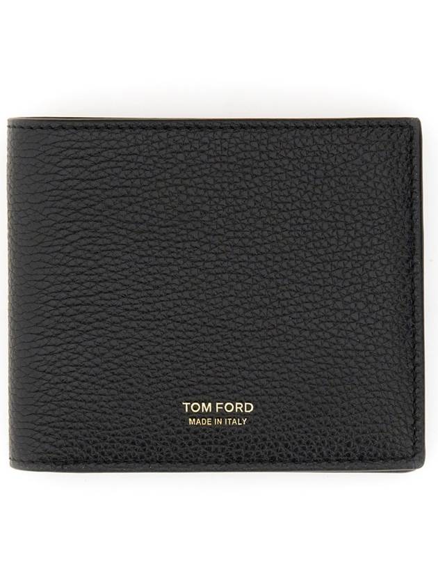 Men's T-Line Small Grain Leather Half Wallet Black - TOM FORD - BALAAN 3