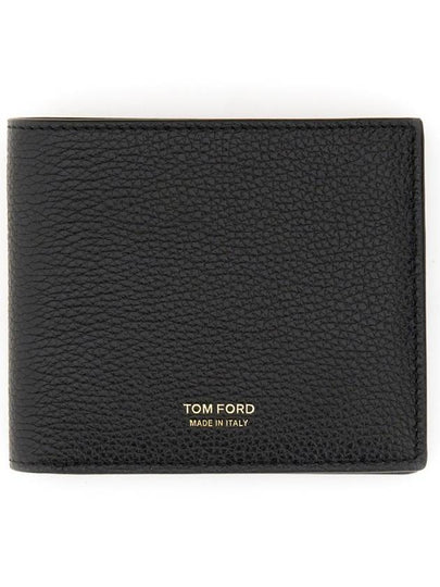 Men's T-Line Small Grain Leather Half Wallet Black - TOM FORD - BALAAN 2