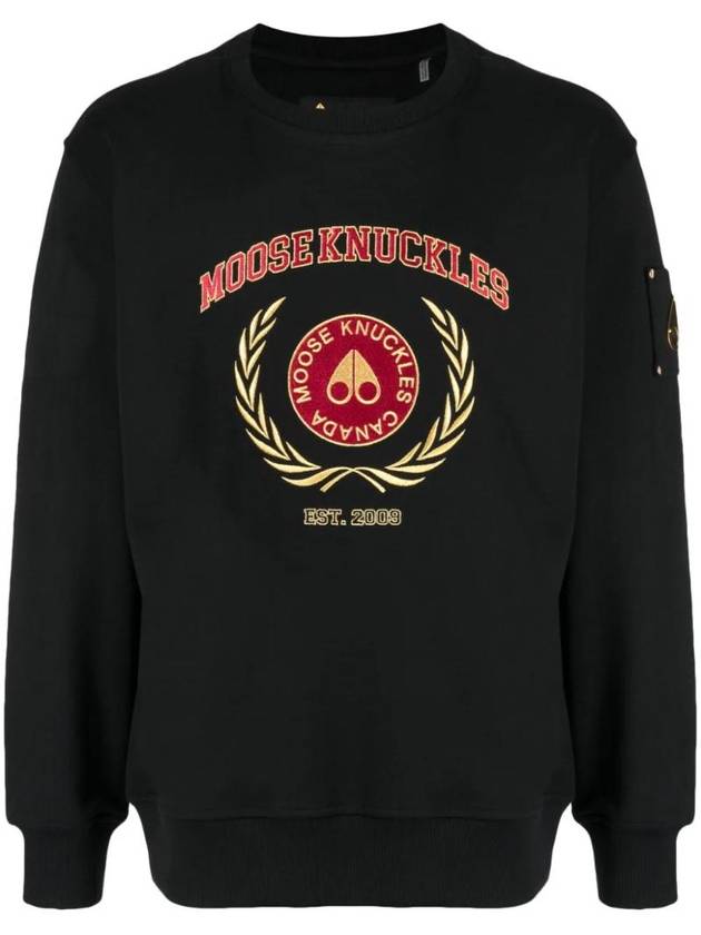 Embroidered Logo Sweatshirt Black - MOOSE KNUCKLES - BALAAN 1