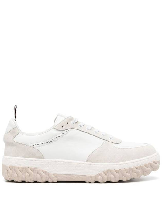 Letterman Panel Lace-Up Low-Top Sneakers White - THOM BROWNE - BALAAN 2