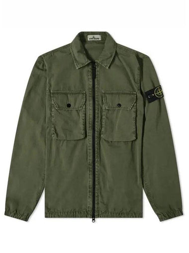 Wappen Patch Two Pocket Cotton Over Zip Up Jacket Sage Green - STONE ISLAND - BALAAN 1