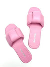 Padded Band Leather Mule Slippers Pink - MIU MIU - BALAAN.