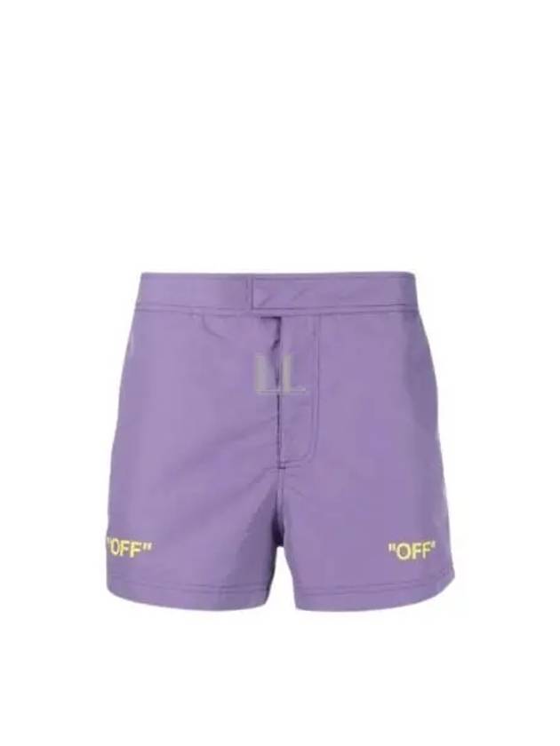 Logo Printing Swim Shorts Purple - OFF WHITE - BALAAN 2