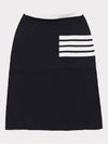 Double Face Merino 4 Bar A Line Skirt Navy - THOM BROWNE - BALAAN 3