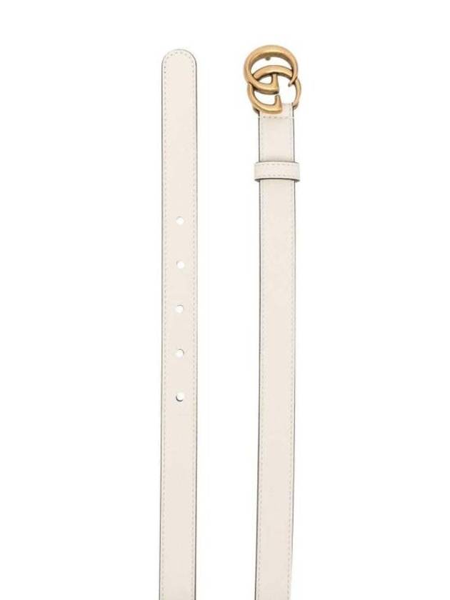 GG Marmont Double Buckle Thin Belt White - GUCCI - BALAAN 4