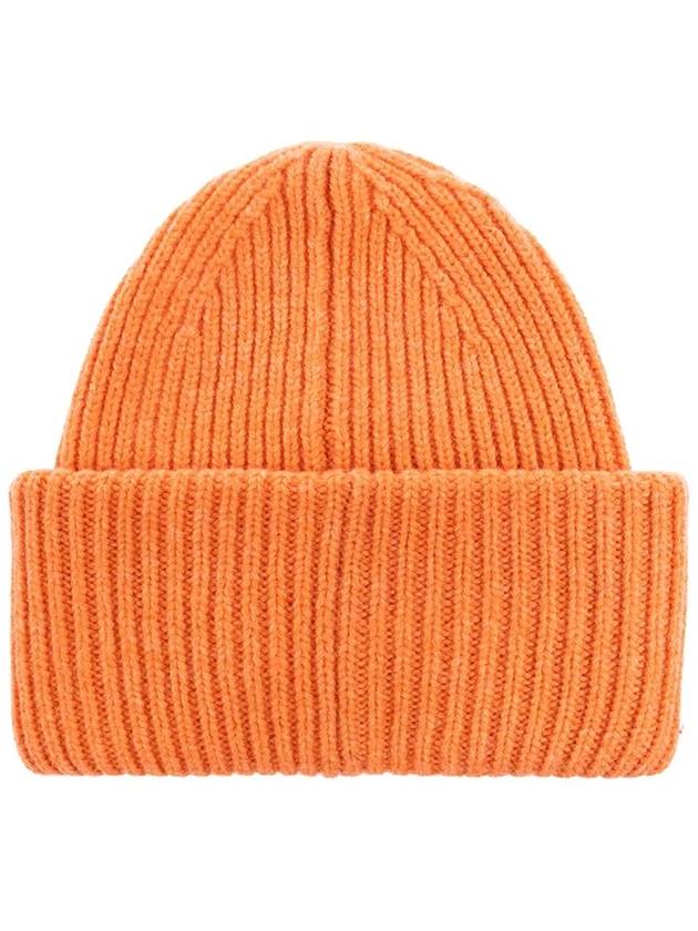 Face Patch Ribbed Wool Beanie Orange - ACNE STUDIOS - BALAAN 4