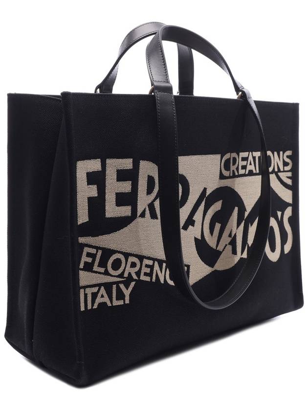 Logo Tote Bag Black - SALVATORE FERRAGAMO - BALAAN 4