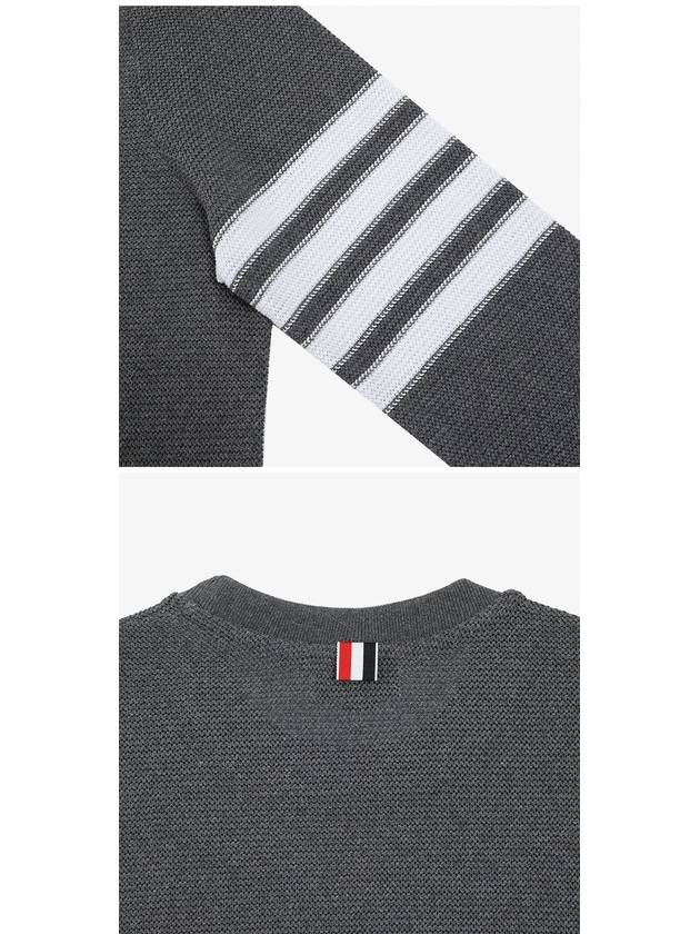 4 Bar Stripe Open Raschel Stitch Sweatshirt Grey - THOM BROWNE - BALAAN 4