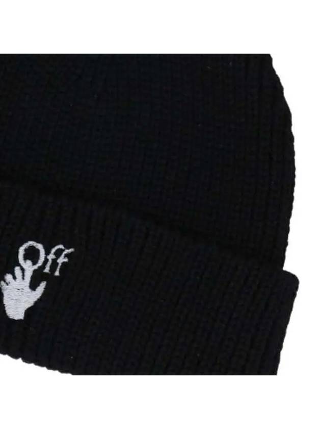 Hand Off Logo Wool Beanie Black - OFF WHITE - BALAAN 4