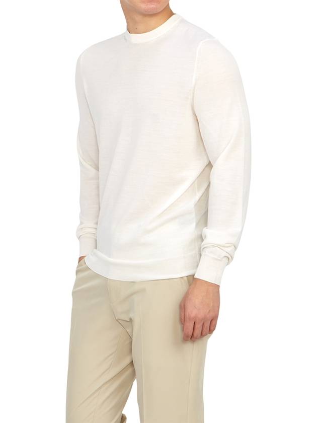 Men's Crew Neck Wool Knit Top Ivory - DRUMOHR - BALAAN 6