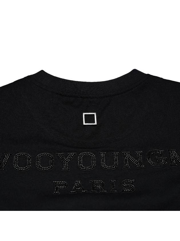 Back Logo Badge Round Cotton Short Sleeve T-Shirt Black - WOOYOUNGMI - BALAAN 7