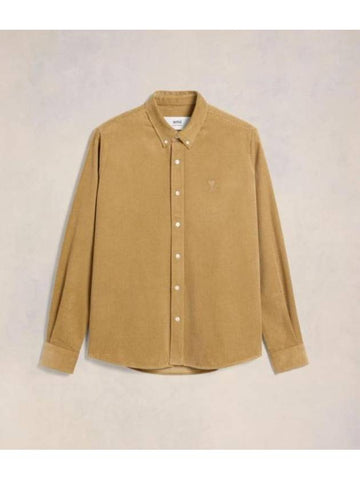 Long Sleeve Shirt USH060 CO0089 255 Free Sand - AMI - BALAAN 1