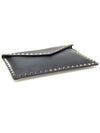 VW2P0P56VSH Black Stampa Alce Calfskin Gold Rockstud Envelope Pouch Clutch - VALENTINO - BALAAN 4