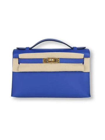 Blue Electric Swift Kelly Pochette Gold U - HERMES - BALAAN 1