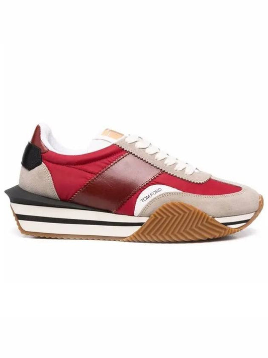 James Logo Men's Low Top Sneakers Red - TOM FORD - BALAAN.