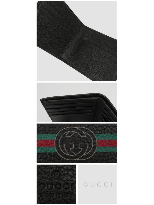 Logo Print Leather Half Wallet Black - GUCCI - BALAAN.