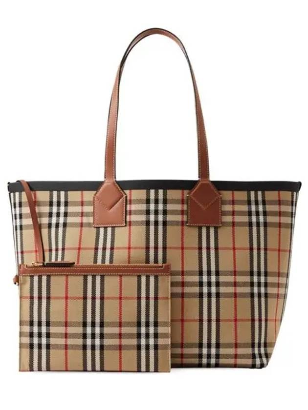 London Check Medium Cotton Tote Bag Archives Beige - BURBERRY - BALAAN 2