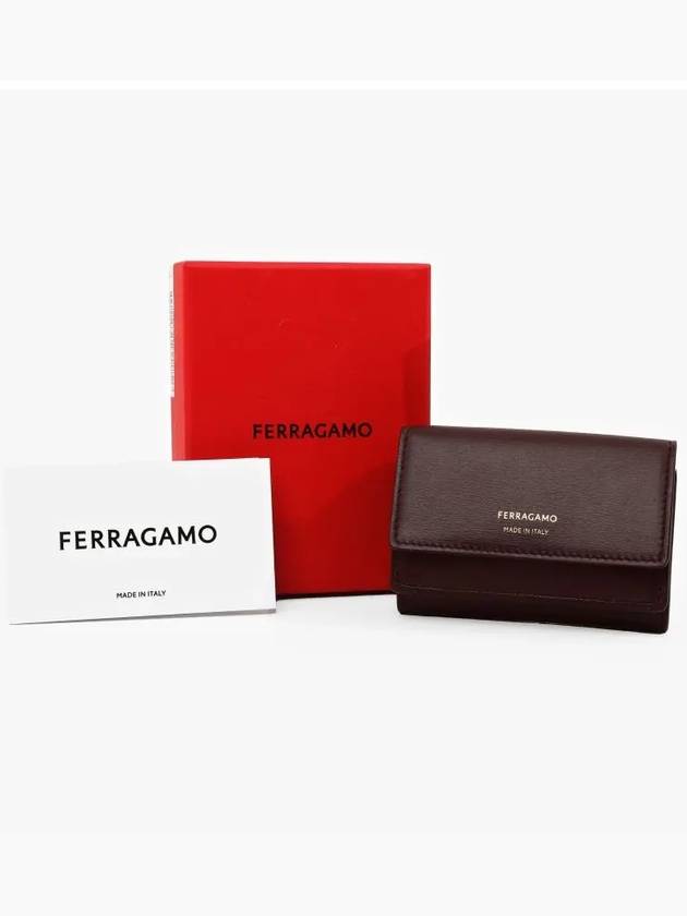 Logo Leather Card Wallet Brown - SALVATORE FERRAGAMO - BALAAN 4