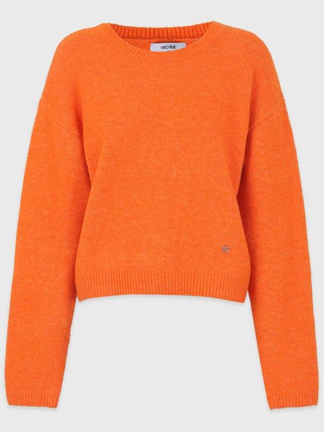 Women's Elated Wool Semi-Crop Knit Top Orange - MICANE - BALAAN 8