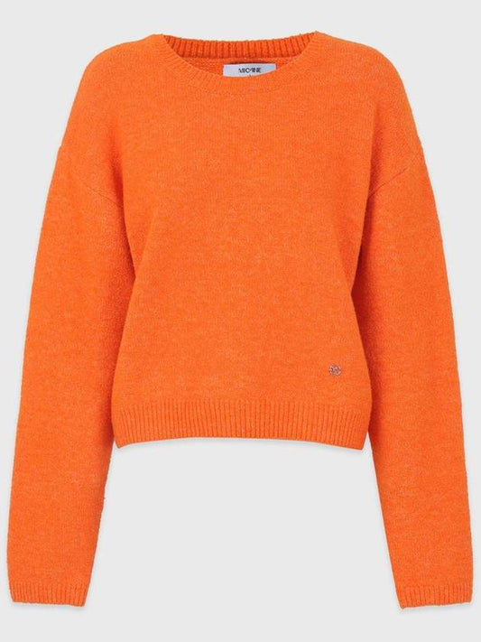 Women's Elated Wool Semi-Crop Knit Top Orange - MICANE - BALAAN 1