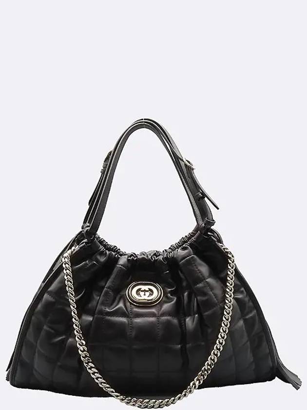 746210 Black Leather Interlocking G Quilted Deco Medium Shoulder Bag - GUCCI - BALAAN 2