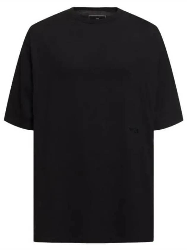 Front Logo Details Pure Cotton Short Sleeve T-Shirt Black - Y-3 - BALAAN 2